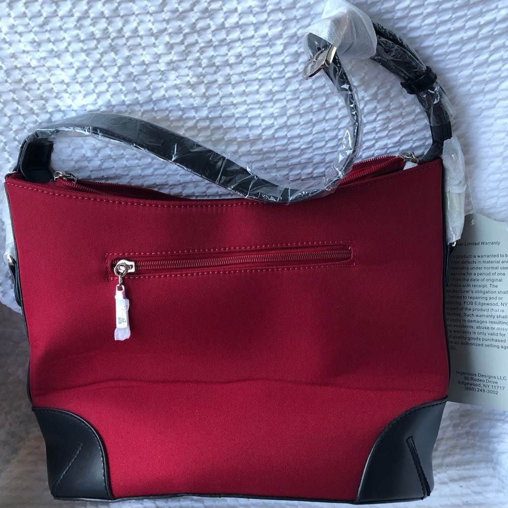 Joy Mangano’s Designer Drop Bag N.W.T. + Shoulder Mini Wallet Rich Red Color. - Picture 11 of 11